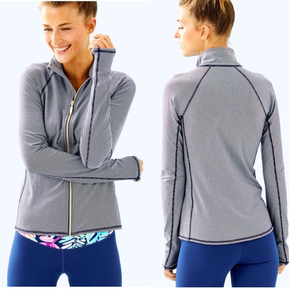 *SOLD* NWOT Lilly Pulitzer Women's Navy Feeder Stripe Kapri Luxletic Full Zip